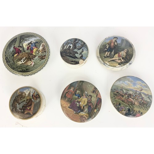 163 - A COLLECTION OF MAINLY 19TH CENTURY PRATT WARE POT LIDS.  MIXED CONDITION.  BOX 1.