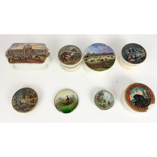 164 - A COLLECTION OF MAINLY 19TH CENTURY PRATT WARE POT LIDS.  MIXED CONDITION. BOX 2