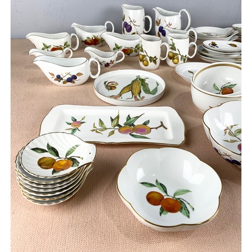 180 - QUANTITY OF ROYAL WORCESTER EVESHAM PATTERN JUGS , SAUCE BOATS , STANDS DISHES ETC 2 TRAYS