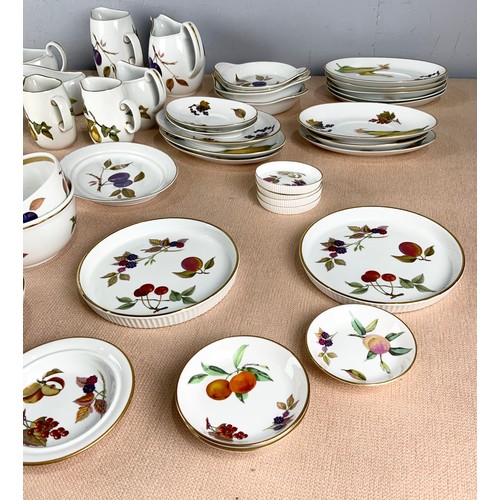 180 - QUANTITY OF ROYAL WORCESTER EVESHAM PATTERN JUGS , SAUCE BOATS , STANDS DISHES ETC 2 TRAYS