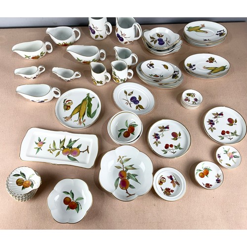 180 - QUANTITY OF ROYAL WORCESTER EVESHAM PATTERN JUGS , SAUCE BOATS , STANDS DISHES ETC 2 TRAYS