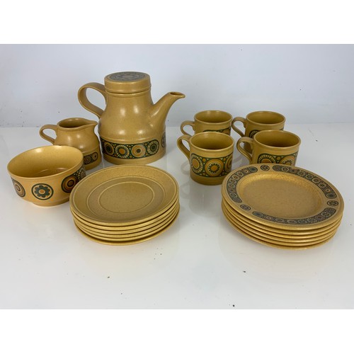 187 - MIDWINTER MAGNOLIA COFFEE SERVICE TOGETHER WITH A KILN CRAFT COFFEE SERVICE