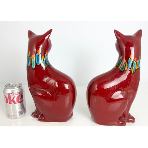 213 - PAIR OF POOLE POTTERY DELPHIS FLAMBE  CATS 29cm TALL