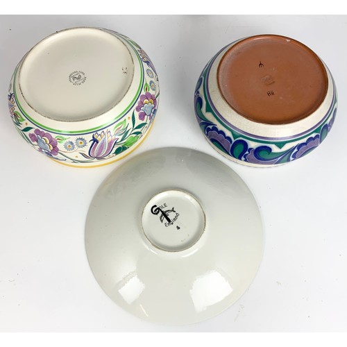 217 - 3 POOLE POTTERY DISHES / BOWLS LARGEST DIAMETER 26cm