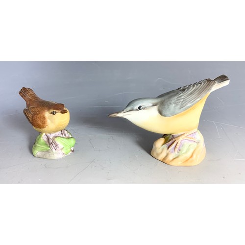 230 - LALIQUE CRYSTAL GLASS BIRD MODEL CHIP TO WING & 2 ROYAL WORCESTER  BIRD MODELS