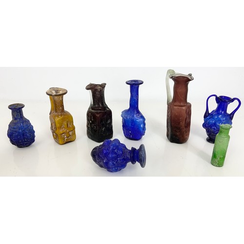 229 - A COLLECTION OF ‘ROMAN’ AND OTHER COLOURED GLASSWARE