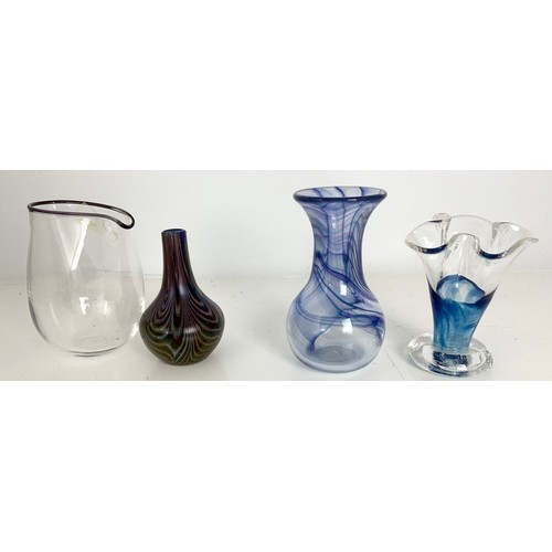 231 - STUDIO AND OTHER GLASSWARE INC. JOYE COLBECK ‘OYSTER BOWL’, SIMON MOORE JUG, ADRIAN SANKEY VASES AND... 