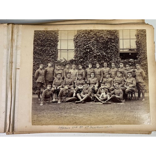 78 - WELL FILLED LATE 19TH AND EARLY 20TH CENTURY PHOTO ALBUM INCLUDING SOME MILITARY INTEREST, SPORTING ... 