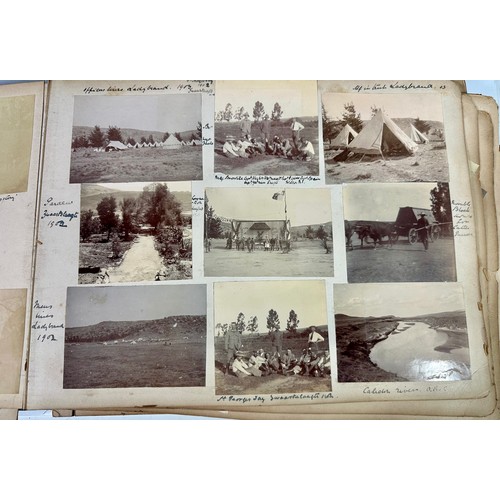 78 - WELL FILLED LATE 19TH AND EARLY 20TH CENTURY PHOTO ALBUM INCLUDING SOME MILITARY INTEREST, SPORTING ... 