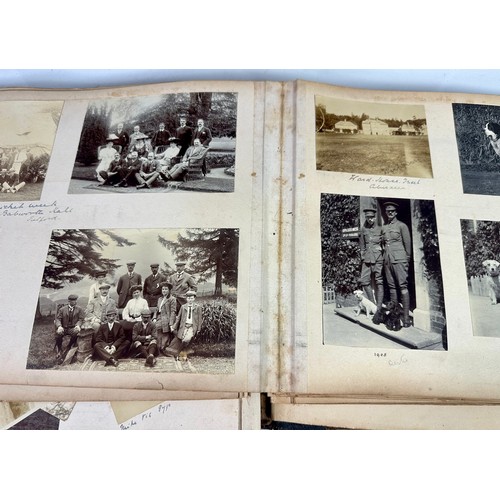 78 - WELL FILLED LATE 19TH AND EARLY 20TH CENTURY PHOTO ALBUM INCLUDING SOME MILITARY INTEREST, SPORTING ... 