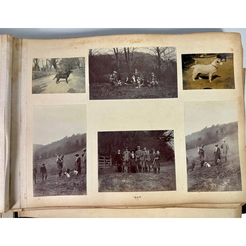 78 - WELL FILLED LATE 19TH AND EARLY 20TH CENTURY PHOTO ALBUM INCLUDING SOME MILITARY INTEREST, SPORTING ... 