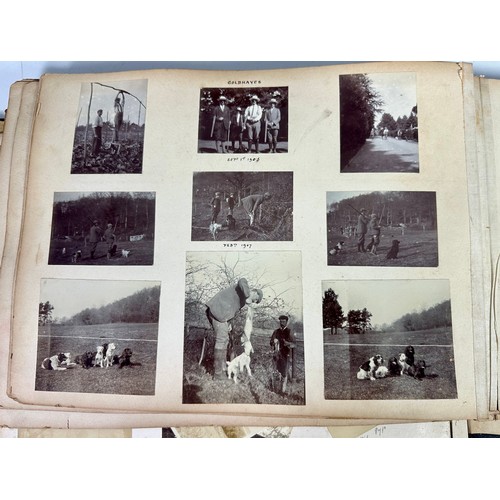 78 - WELL FILLED LATE 19TH AND EARLY 20TH CENTURY PHOTO ALBUM INCLUDING SOME MILITARY INTEREST, SPORTING ... 