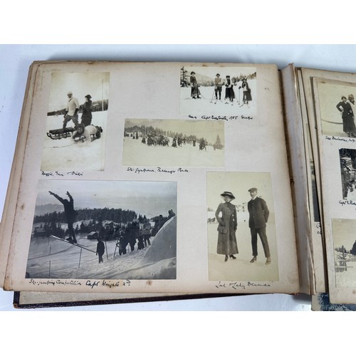 79 - EARLY 20TH CENTURY ALBUM WITH FAMILY PHOTOGRAPHS, SOME GOLF, SKIING AND WINTER SPORTS, CROQUET, FISH... 