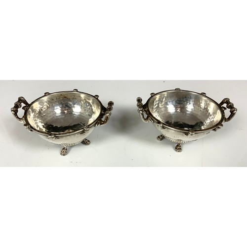 160 - PR. GOOD QUALITY ARTS & CRAFTS PLANISHED SILVER SALTS, SEARLE & CO. LOMBARD STREET, LONDON, APPROX. ... 