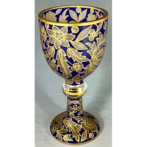 236 - BOHEMIAN BLUE AND GILT DECORATED GOBLET