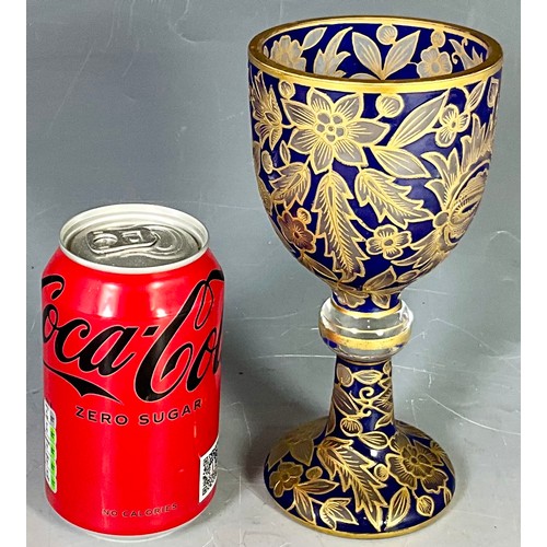 236 - BOHEMIAN BLUE AND GILT DECORATED GOBLET