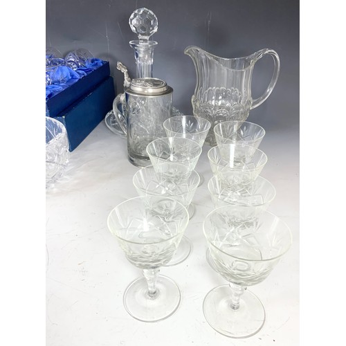 244 - QTY. MISC. GLASSWARE INC. BOXED SET OF HAND CUT LEAD CRYSTAL WINE GLASSES, GLASS BOWL, OTHER DRINKIN... 