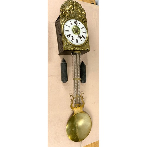 251 - LATE 19TH CENTURY FRENCH COMTOISE WALL CLOCK – SIGNED JOUET ANGOULEME WITH ‘HARP’ PENDULUM AND WEIGH... 