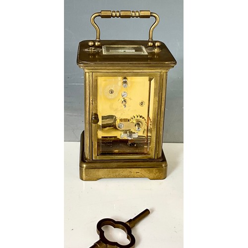 256 - A 'MATTHEW NORMAN' CARRIAGE CLOCK, KEY WOUND, WHITE ROMAN NUMERAL DIAL WITH KEY