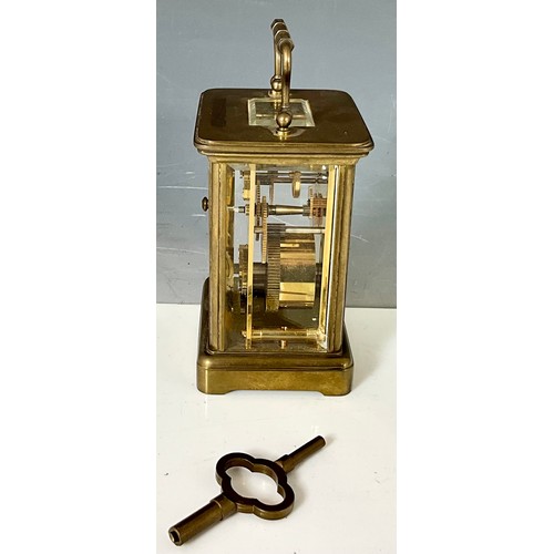 256 - A 'MATTHEW NORMAN' CARRIAGE CLOCK, KEY WOUND, WHITE ROMAN NUMERAL DIAL WITH KEY