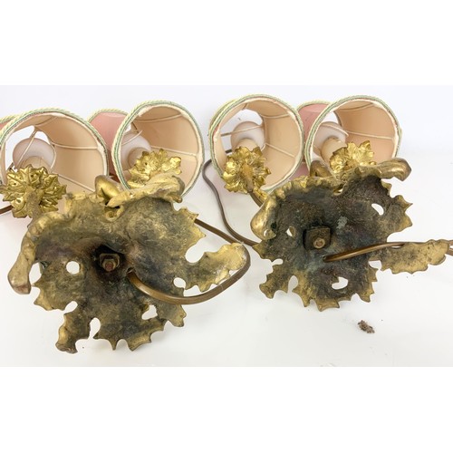 262 - PAIR OF GILT METAL CHERUB / FAWN DOUBLE TABLE LAMPS. Note: Both lamps failed PAT safety test. Will r... 