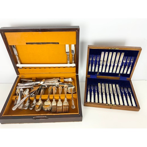 276 - SILVER PLATED PART CANTEEN OF CUTLERY, VARIOUS BOXED CUTLER INCLUDING MOTHER OF PEARL HANDLED DESSER... 