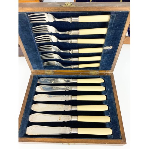 276 - SILVER PLATED PART CANTEEN OF CUTLERY, VARIOUS BOXED CUTLER INCLUDING MOTHER OF PEARL HANDLED DESSER... 