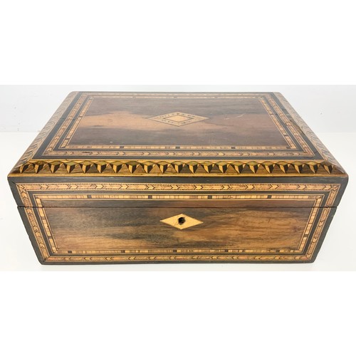 330 - TUNBRIDGE WARE TEA CADDY, INLAID KNEE DESK