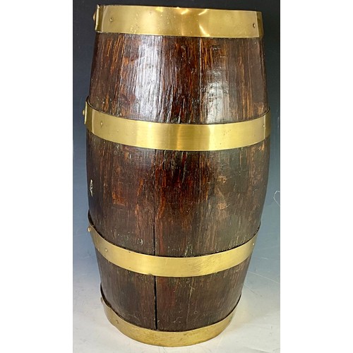 338 - OAK COOPERED BARREL STICK STAND