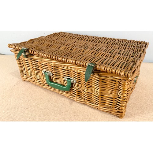 358 - MISC. ITEMS INCLUDING A GAME BIRD SHOOTING STICK, PICNIC BASKET AND WALKING STICK