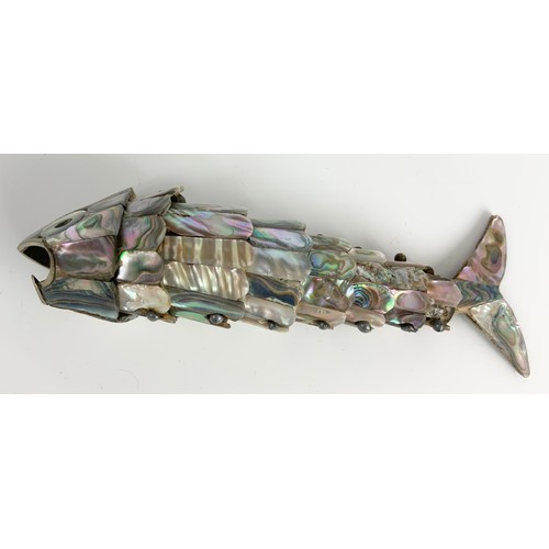 379 - MOTHER OF PEARL ARTICULATED FISH 15cm LONG