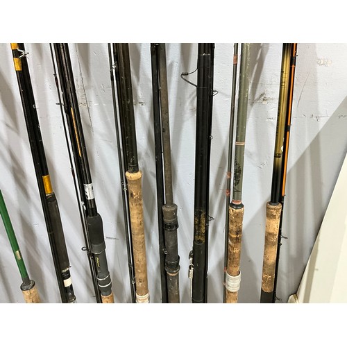 441 - COLLECTION OF MOSTLY CARBON FIBRE FISHING RODS IN CARRY BAG (15)