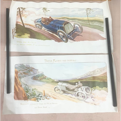 56 - FRAMED GAMY VINTAGE MOTOR RACING PRINT TOGETHER WITH 2 OTHER UNFRAMED