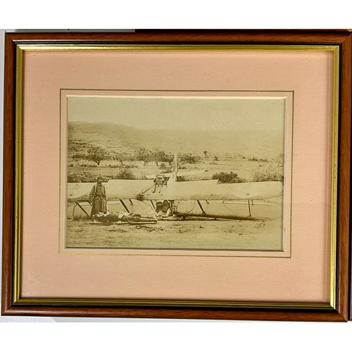 452 - THREE FRAMED ORIGINAL PHOTOGRAPHS. LARGER OF THE ROYAL AIRCRAFT FACTORY BE 12A, A4040 47 SQN RFC 191... 