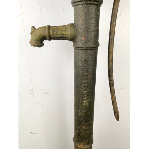 495 - VICTORIAN CAST IRON WATER PUMP INSCRIBED ‘MEREDITH MALVERN’ 185cm