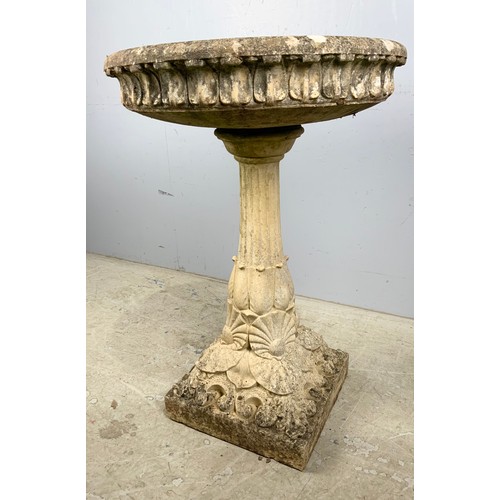 496 - COMPOSITE BIRD BATH 59cm DIAMETER, 87cm TALL