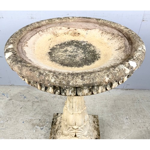 496 - COMPOSITE BIRD BATH 59cm DIAMETER, 87cm TALL