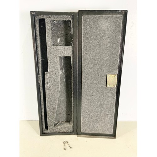 489 - METAL GUN CABINET WITH FITTED INTERIOR AND 2 KEYS  85cm TALL