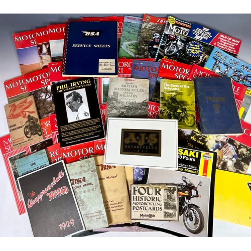 25 - COLLECTION OF MOTORCYCLE MAGAZINES, WORKSHOP AND INSTRUCTION MANUALS INC. MOTORCYCLE SPORT, FISHTAIL... 