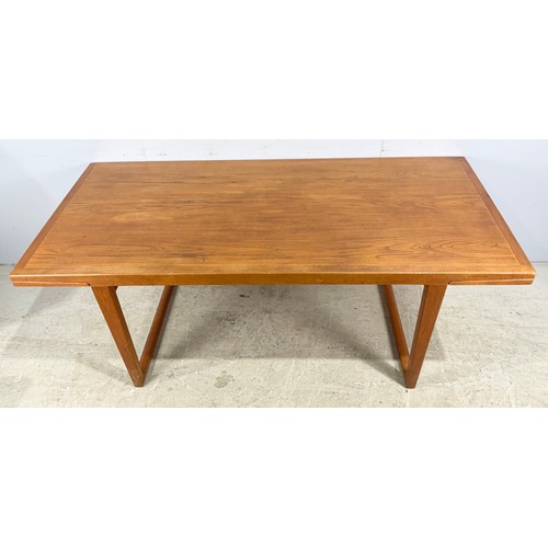 647 - LATE MID / LATE CENTURY TEAK DINING TABLE WITH TWO FOLDING LEAVES 255cm x 90cm EXTENDED WE ARE ADVIS... 