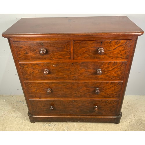 587 - VICTORIAN MAHOGANY CHEST OF TWO OVER THREE DRAWERS WIDTH 112cm