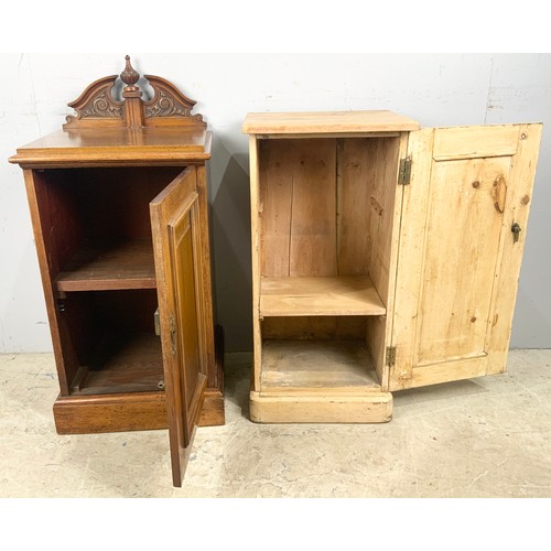 582 - 2 POT CUPBOARDS - ONE MAHOGANY, ONE PINE