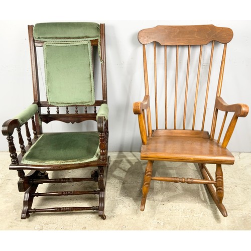 654 - STICK BACK ROCKING CHAIR AND AN AMERICAN ROCKER