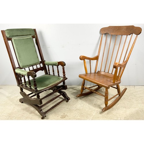 654 - STICK BACK ROCKING CHAIR AND AN AMERICAN ROCKER