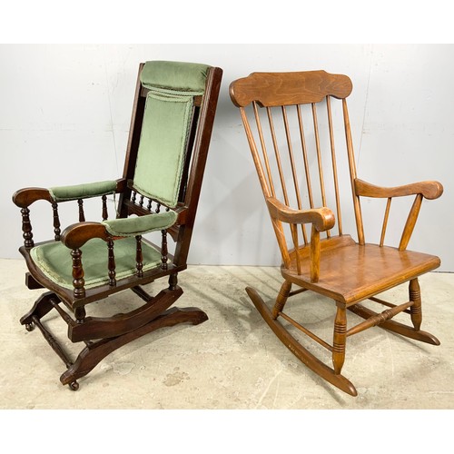 654 - STICK BACK ROCKING CHAIR AND AN AMERICAN ROCKER