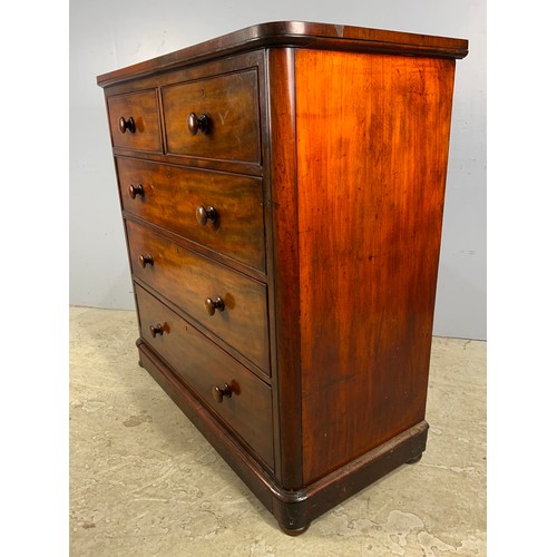 590 - MAHOGANY CHEST OF 2 OVER 3 DRAWERS ON BUN FEET WIDTH 112.5cm