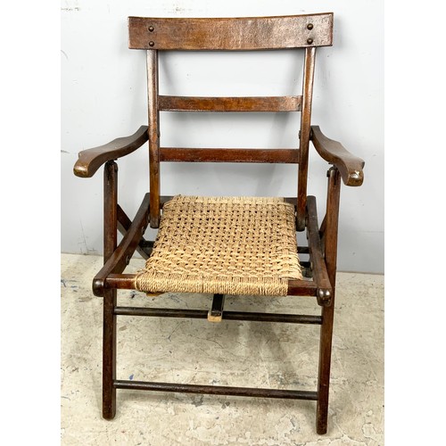 674 - FOLDING CAMPAIGN CHAIR WITH PATENT PLAQUE