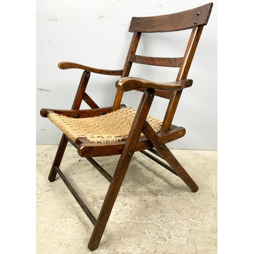 674 - FOLDING CAMPAIGN CHAIR WITH PATENT PLAQUE