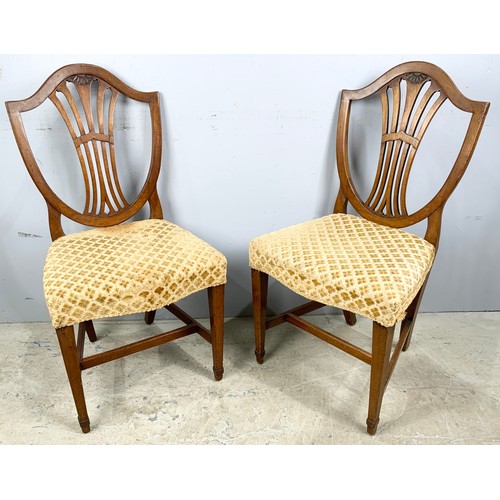 551 - SET OF SIX SHIELD BACK DINING CHAIRS WITH OVER STUFFED SEATS