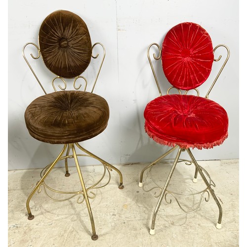 670 - 4 MID CENTURY BOUDOIR STYLE BEDROOM CHAIRS EACH UPHOLSTERED IN A DIFFERENT COLOUR FABRIC (TRADE ONLY... 